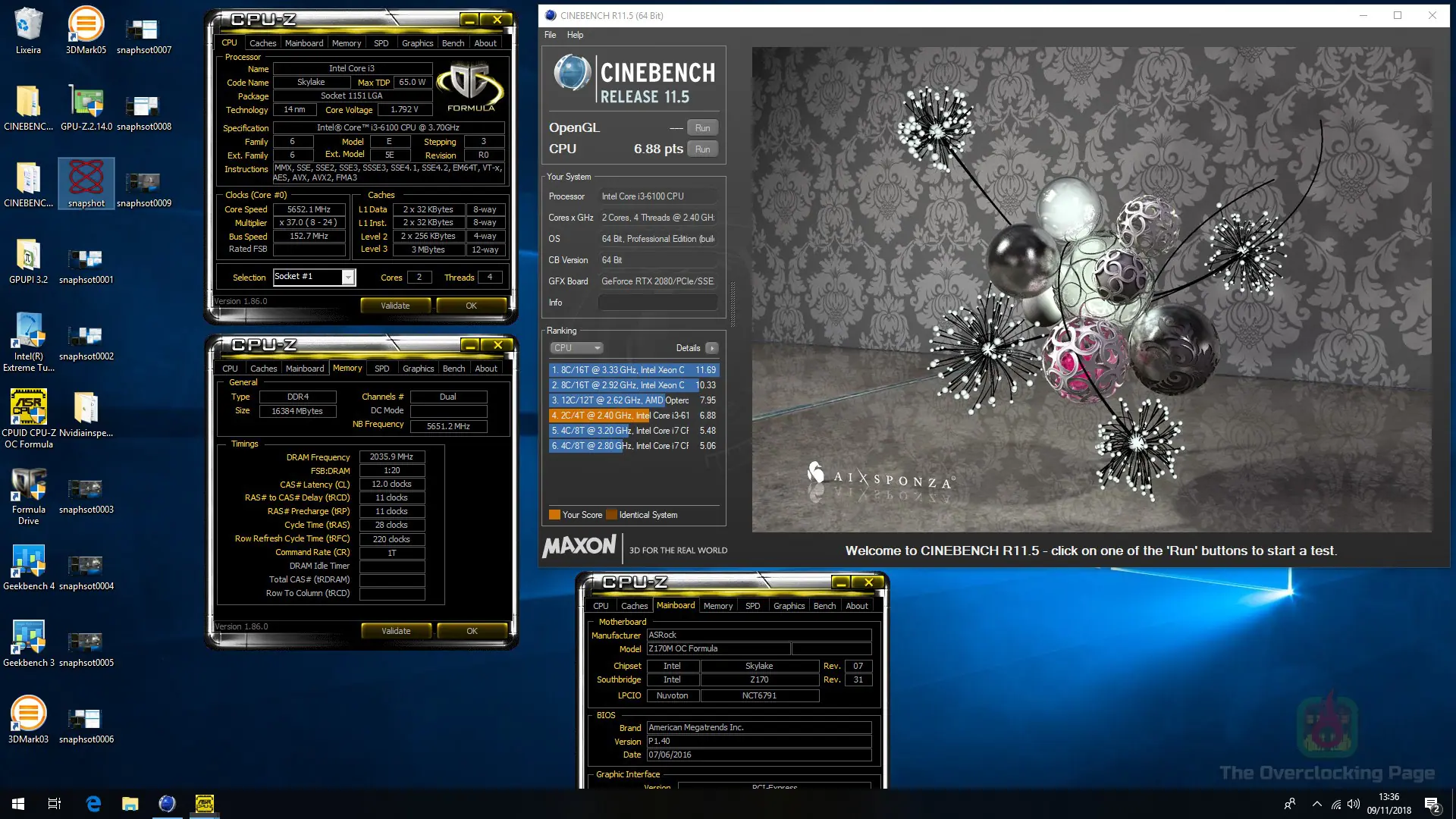 ASRock Z170M OC Formula e i3 6100: Apresentando a plataforma Intel da página! 15 cinebench r11 5