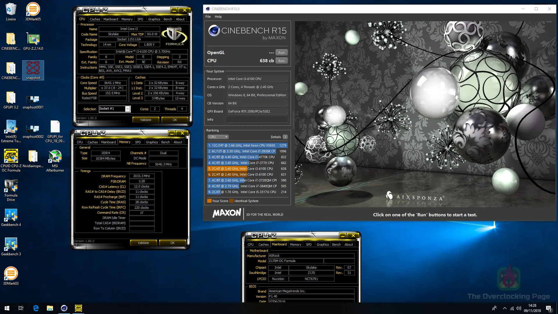 ASRock Z170M OC Formula e i3 6100: Apresentando a plataforma Intel da página! 16 cinebench r15