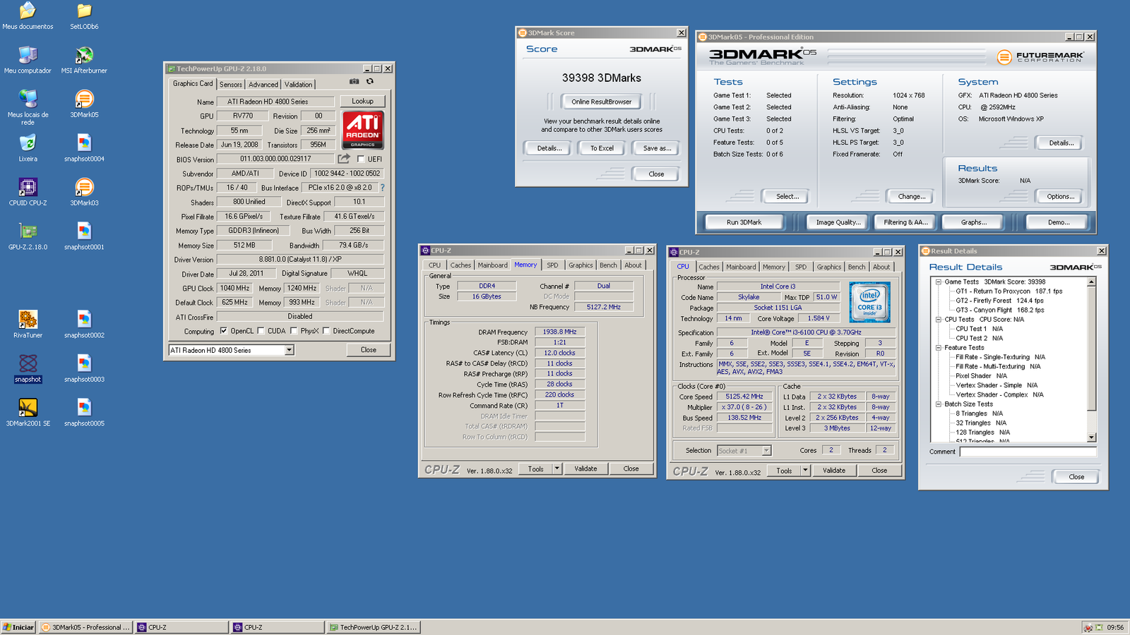 Radeon HD 4850 - Modificações, overclock e resultados - Parte II 17 3dm05 4850 dice