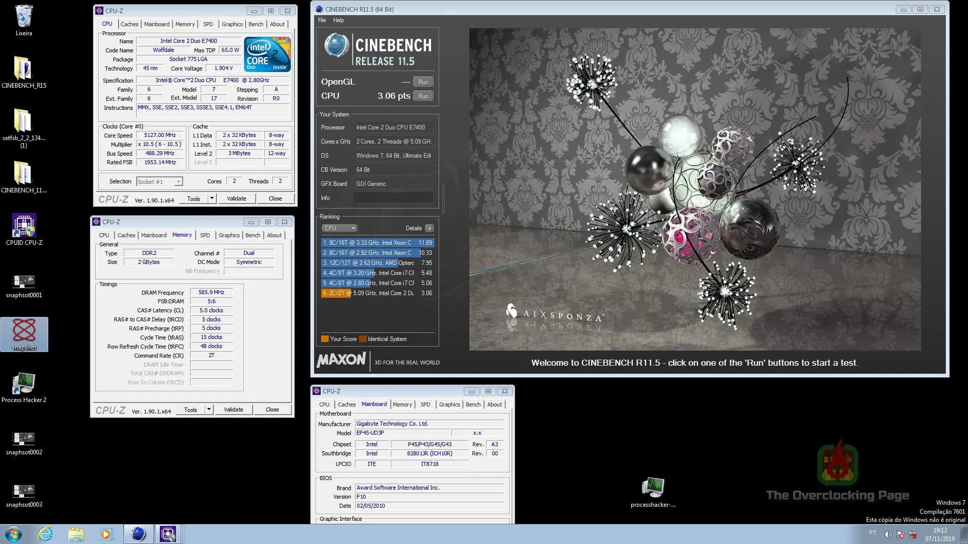 GA-EP45-UD3P + E7400 - Revisitando a plataforma 775! 13 cine r11 5 1