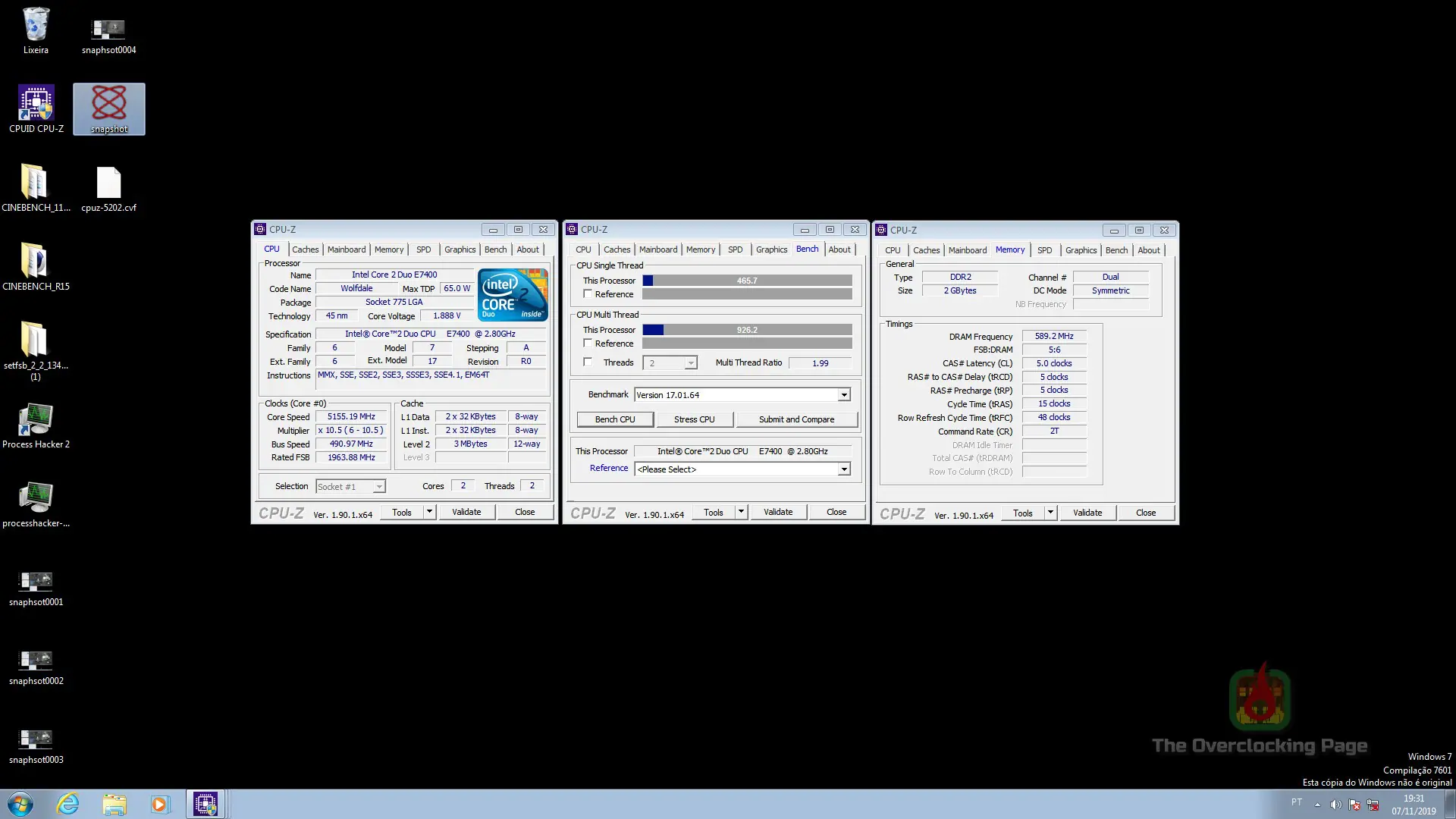 GA-EP45-UD3P + E7400 - Revisitando a plataforma 775! 15 cpuz