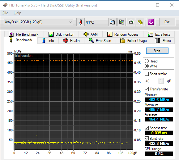 xraydisk 120gb hdtune