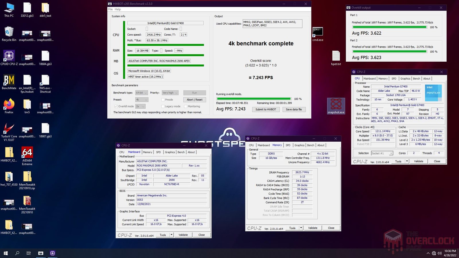 Overclock no Pentium Gold G7400 - 5.6 GHz e subindo? 8 g7400 x265 1