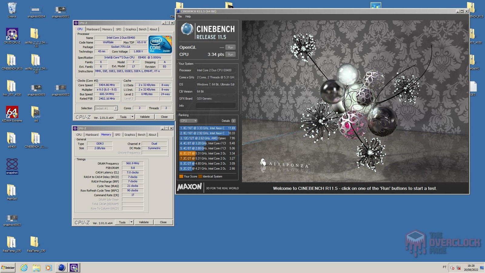 Overclock extremo no E8400 - O lendário socket 775 - Parte III 7 e8400 dice cine r11 5