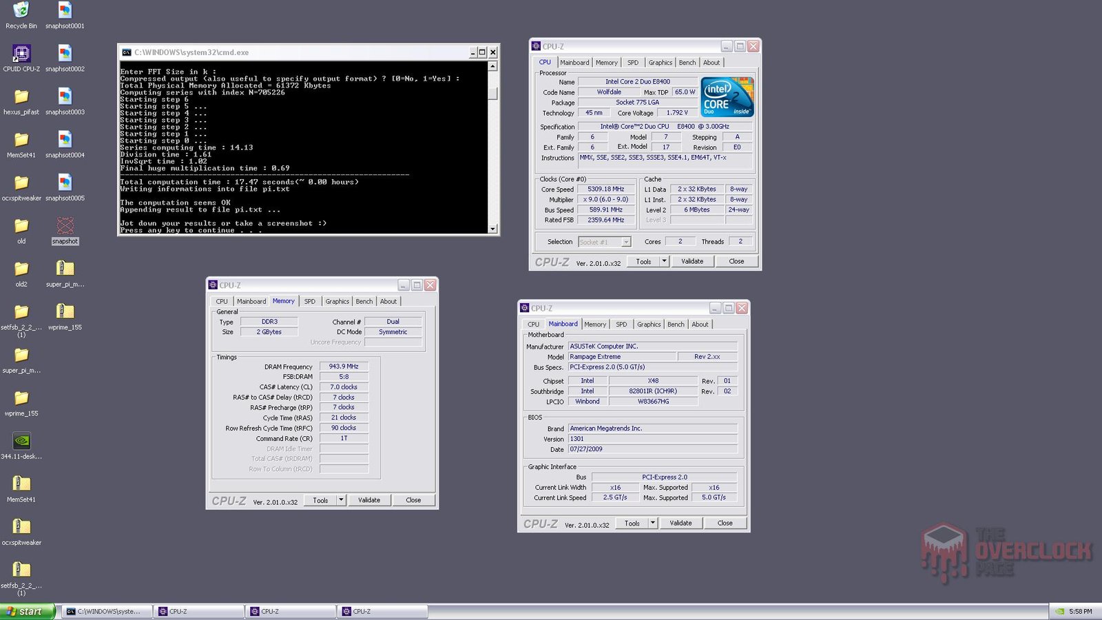Overclock extremo no E8400 - O lendário socket 775 - Parte III 10 e8400 dice pifast