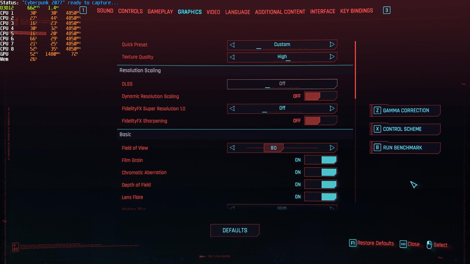 cp2077 6600m rt settings 1