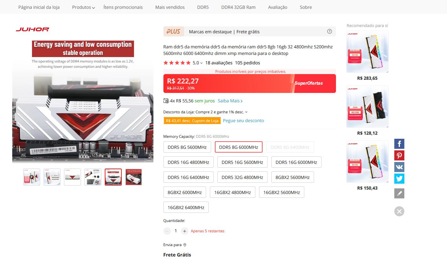 JUHOR DDR5-6400 - A memória que não é DDR5-6400 nem aqui e nem na China! 13 juhor 6000 loja