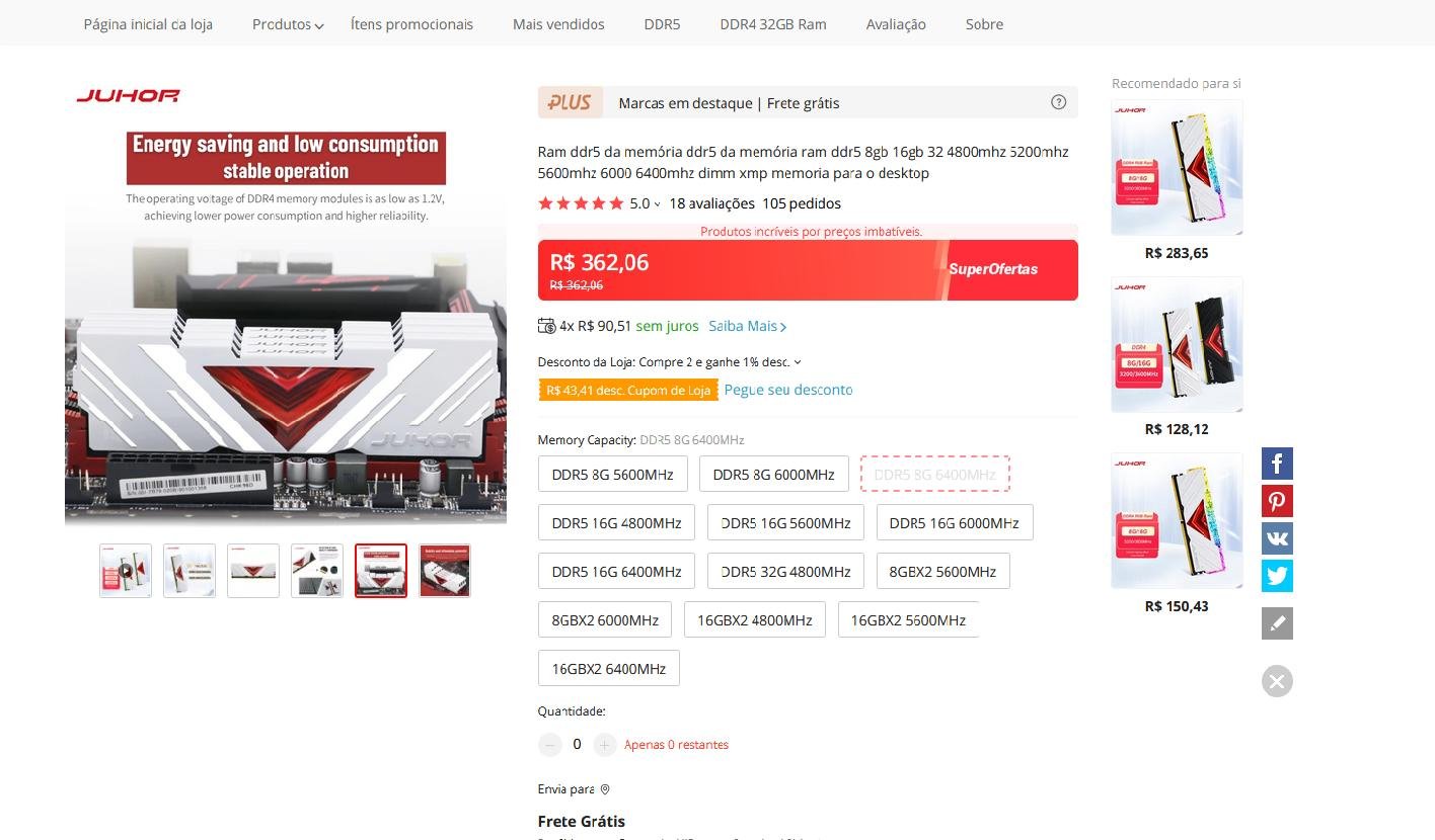 JUHOR DDR5-6400: The memory that isn't DDR5-6400 anywhere, not even in China! 13 juhor 6400 loja
