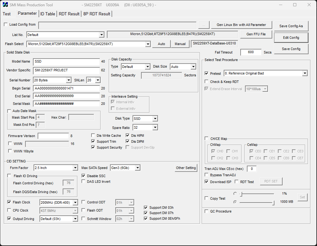 Artigo - A importância do SLC Cache e o impacto na durabilidade e desempenho do SSD! 6 SM2259XT MPTool 2