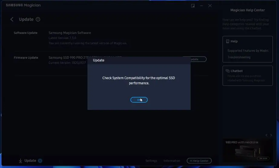 Review - Samsung 990 Pro 2TB - Um dos SSDs 4.0 mais rápidos do planeta! 14 Atualizando Firmware 01 1