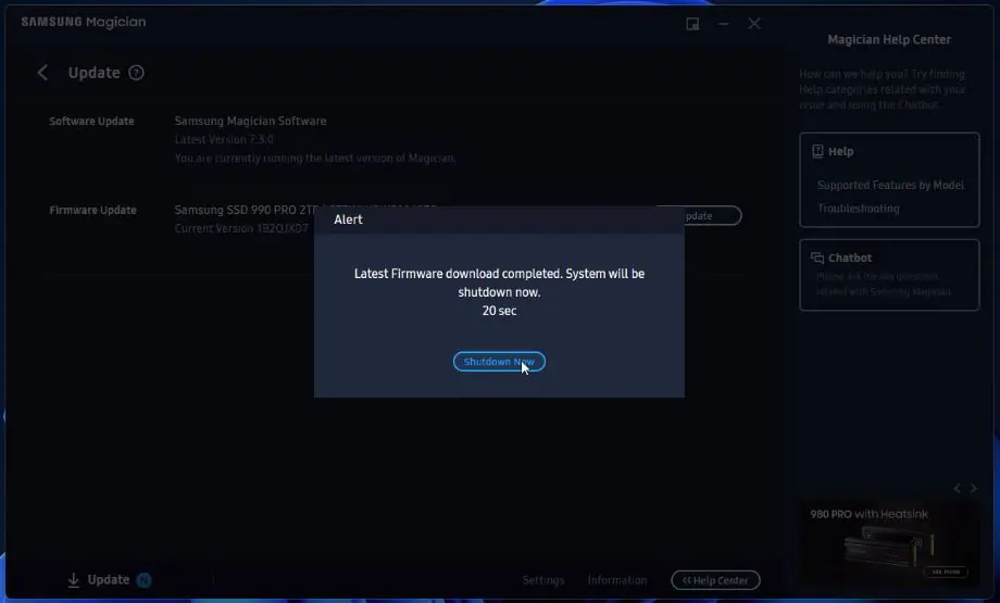 Review - Samsung 990 Pro 2TB - Um dos SSDs 4.0 mais rápidos do planeta! 17 Atualizando Firmware 04