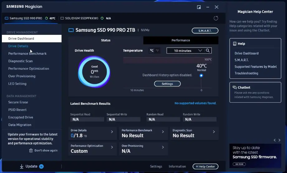 Review - Samsung 990 Pro 2TB - Um dos SSDs 4.0 mais rápidos do planeta! 4 Samsung Magician 01