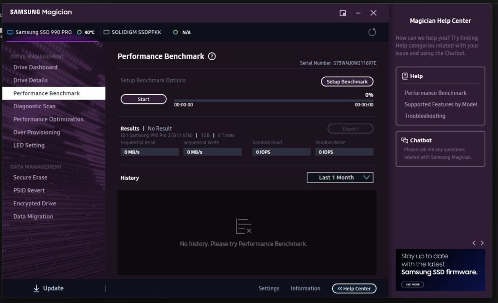 Review - Samsung 990 Pro 2TB - Um dos SSDs 4.0 mais rápidos do planeta! 6 Samsung Magician 03
