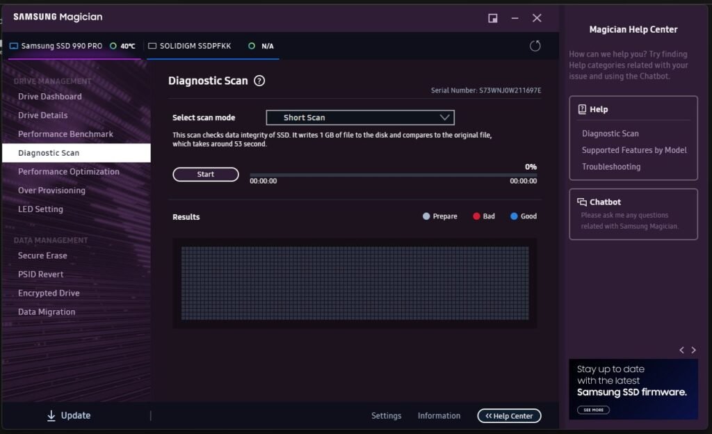 Review - Samsung 990 Pro 2TB - Um dos SSDs 4.0 mais rápidos do planeta! 7 Samsung Magician 04