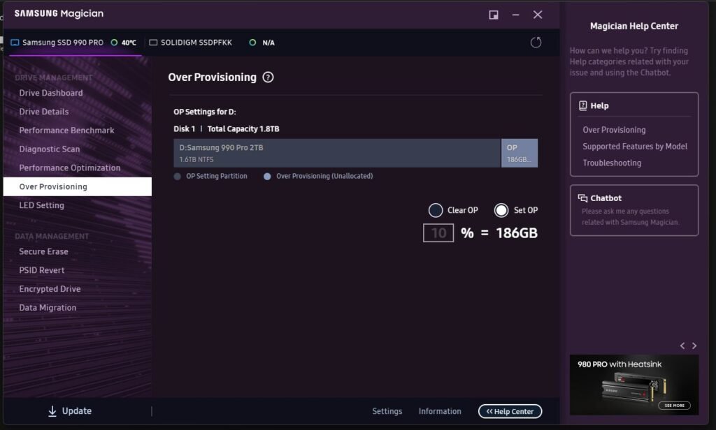 Review - Samsung 990 Pro 2TB - Um dos SSDs 4.0 mais rápidos do planeta! 9 Samsung Magician 06