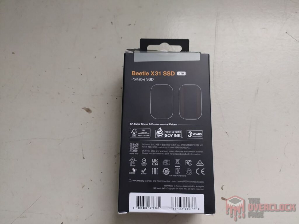 SSD SK Hynix Bettle X31 1TB Caixa Traseira