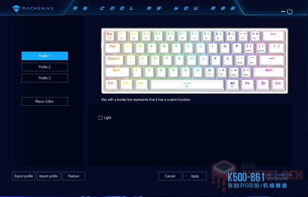 Review - Machenike K500-B61 - Switch Huano Blue - O teclado compacto rei do custo-benefício! 26 Machenike K500 B61 software 1