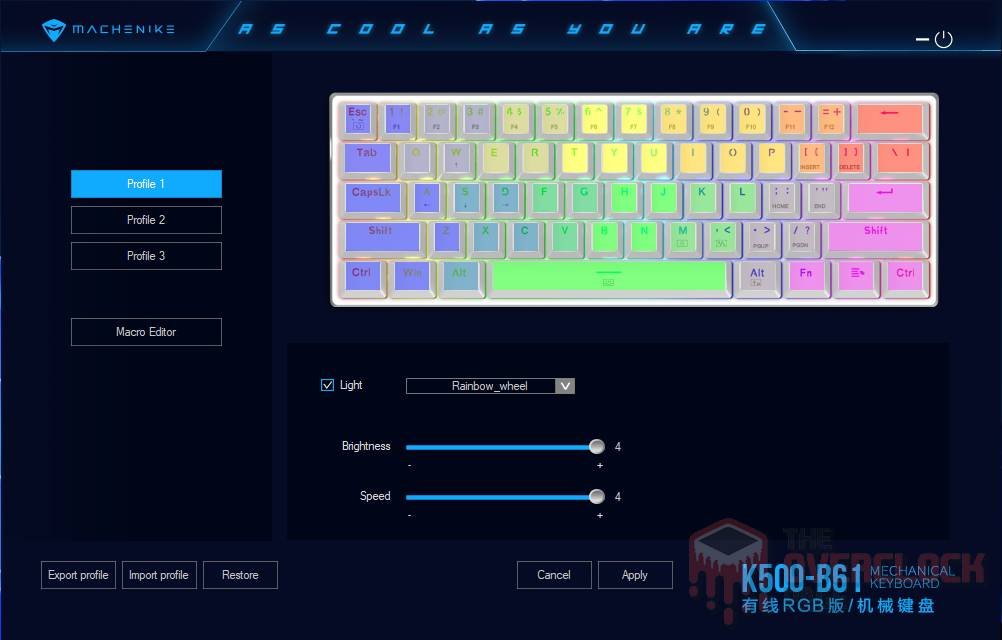Review - Machenike K500-B61 - Switch Huano Blue - O teclado compacto rei do custo-benefício! 24 Machenike K500 B61 software 2