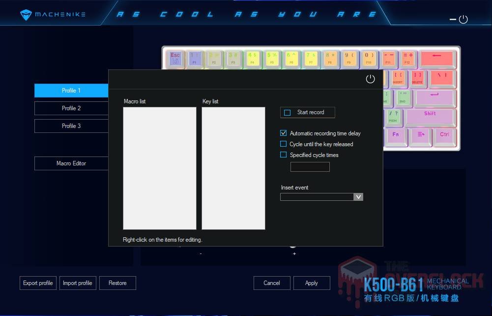 Review - Machenike K500-B61 - Switch Huano Blue - O teclado compacto rei do custo-benefício! 25 Machenike K500 B61 software 4