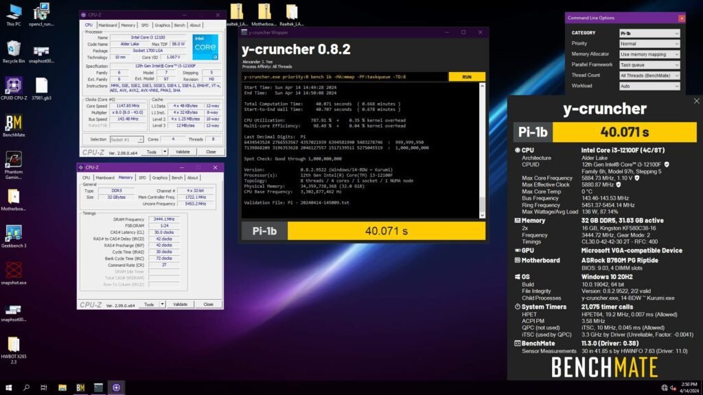 i3 12100f ycruncher ln2