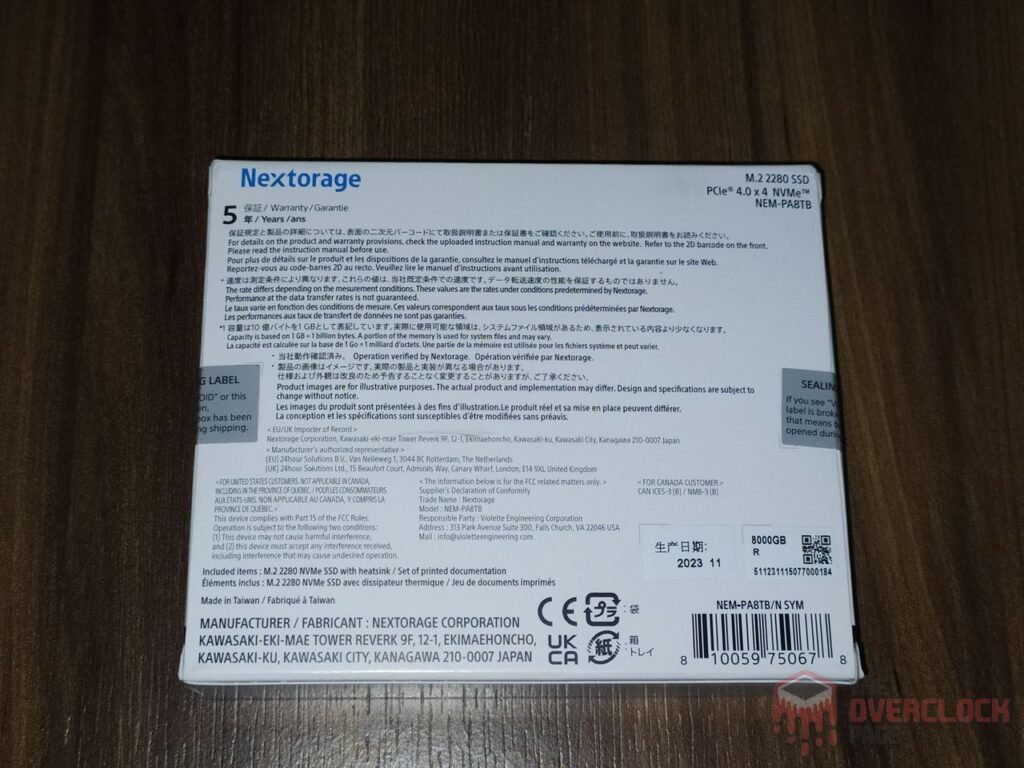 SSD Nextorage NEM PA 8TB Caixa Traseira