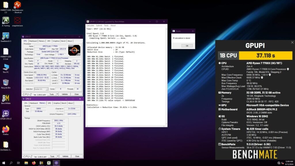 GPUPI 1B Ryzen7 7700x