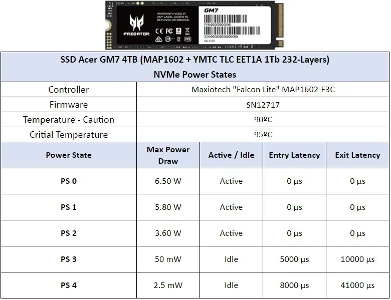 Review - SSD Acer Predator GM7 4TB - The most efficient 4TB SSD we tested so far! 18 SSD Acer GM7 4TB Power States English