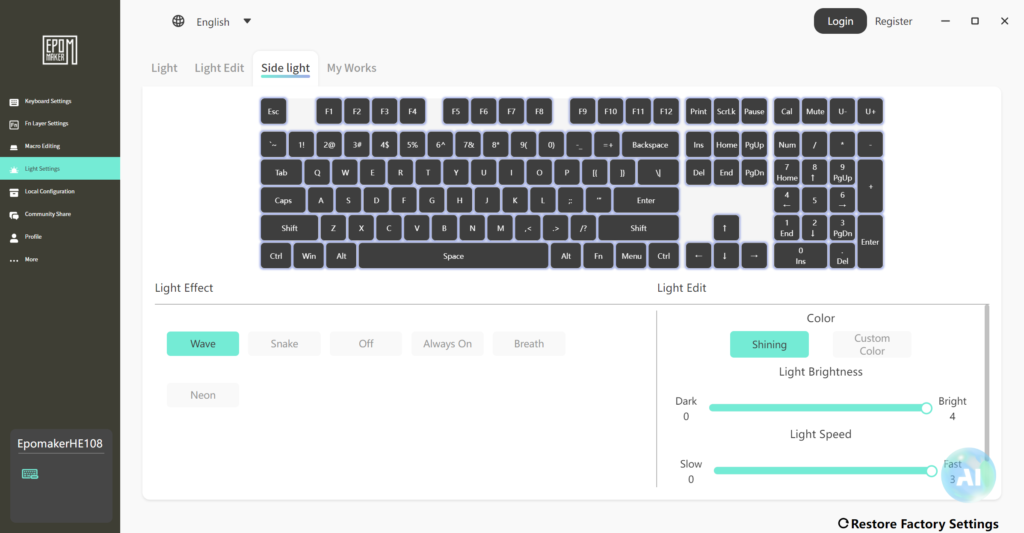 Review - EPOMAKER HE108 - Um dos poucos teclados 100% com switches Hall Effect. 25 he108 software 2