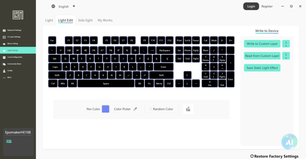 Review - EPOMAKER HE108 - Um dos poucos teclados 100% com switches Hall Effect. 26 he108 software 3