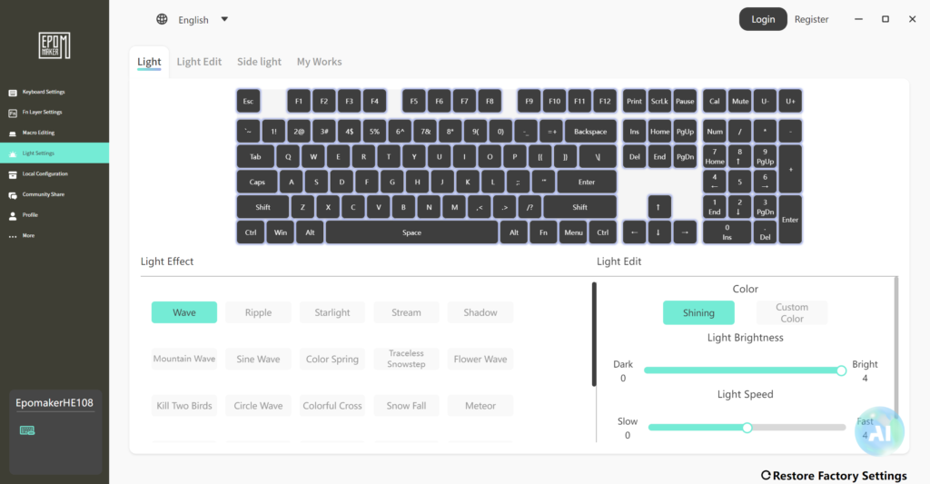 Review - EPOMAKER HE108 - Um dos poucos teclados 100% com switches Hall Effect. 27 he108 software 4