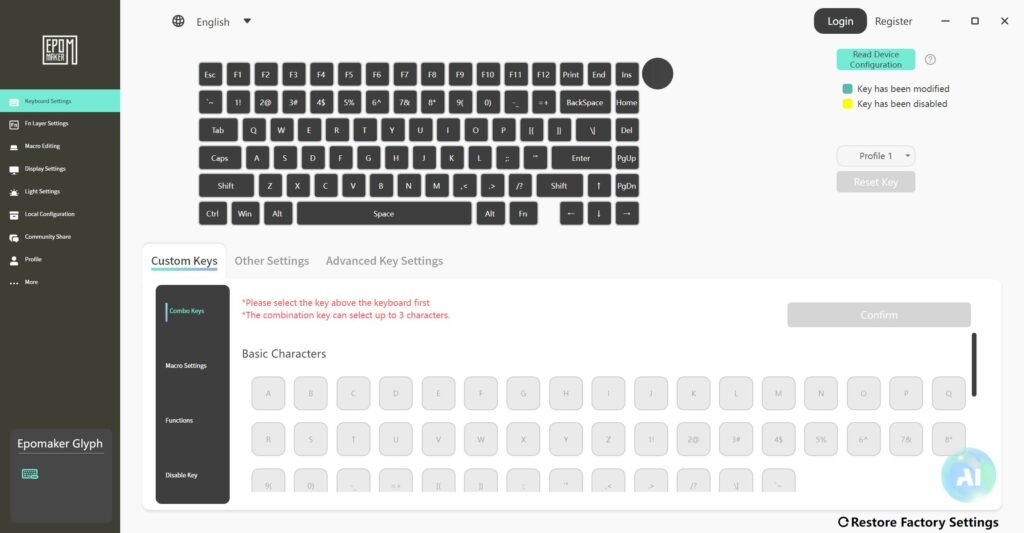 Review - EPOMAKER Glyph - O teclado que é a máquina de escrever do século XXI! 28 glyph software 1