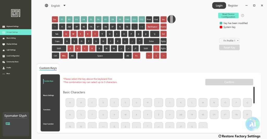 Review - EPOMAKER Glyph - O teclado que é a máquina de escrever do século XXI! 29 glyph software 2