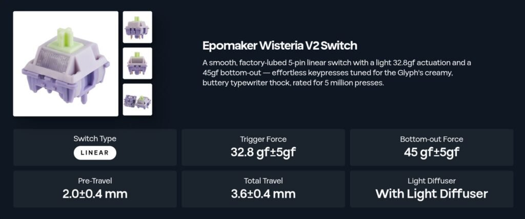 Review - EPOMAKER Glyph - O teclado que é a máquina de escrever do século XXI! 25 wisteria v2 switch